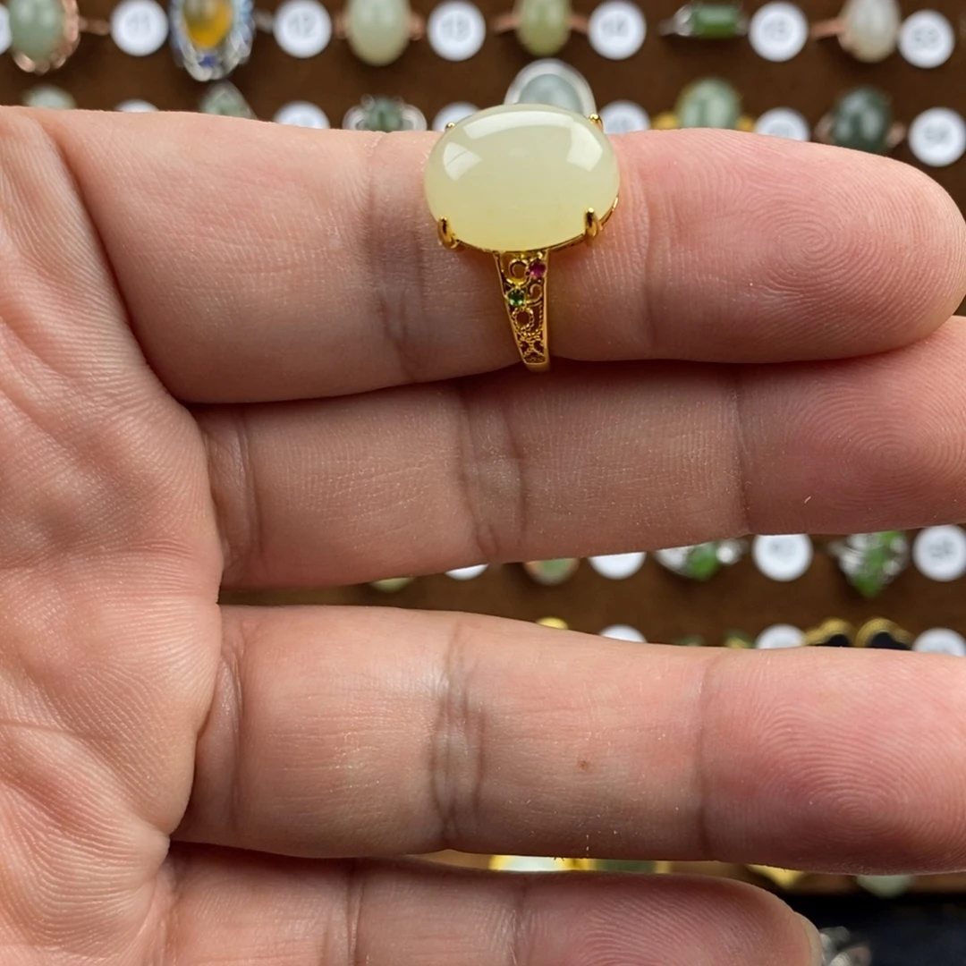 和田玉（青白玉）合金戒指