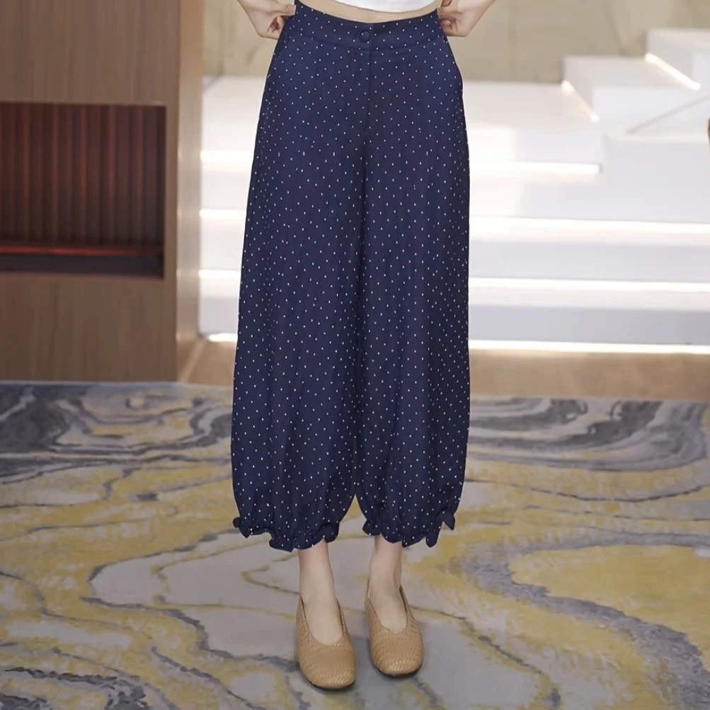 【渲渲推荐】YMJJ-91158夏季新款显瘦休闲花边波点裤