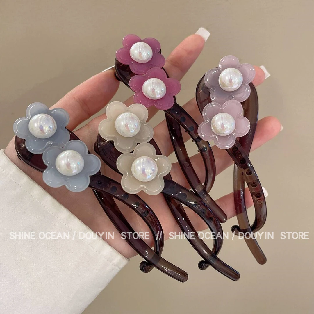 双海「ins博主系列-晕染花朵」 韩国25夏日简约一字扭扭夹发夹