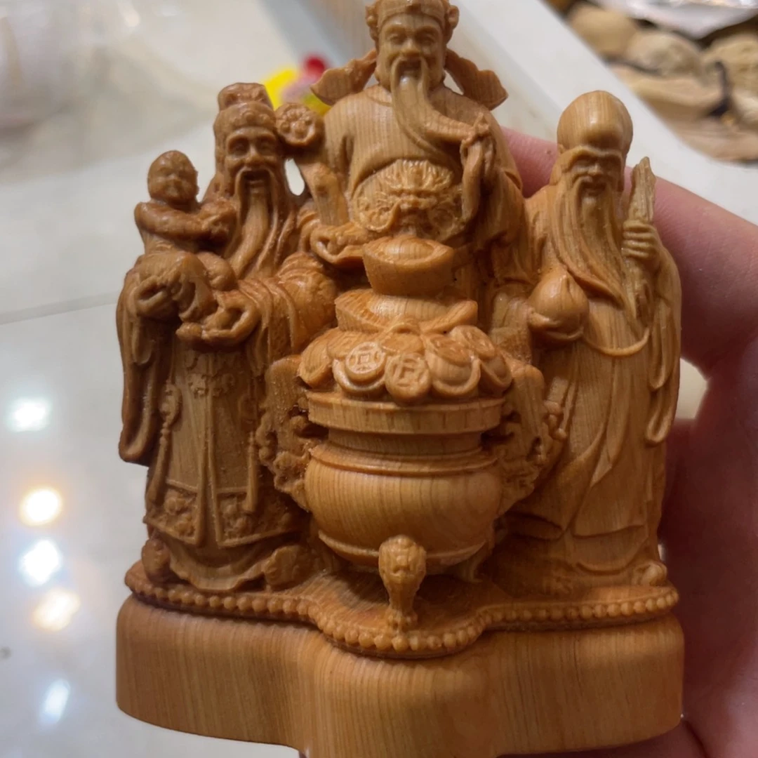 黄杨木瑕疵福禄寿