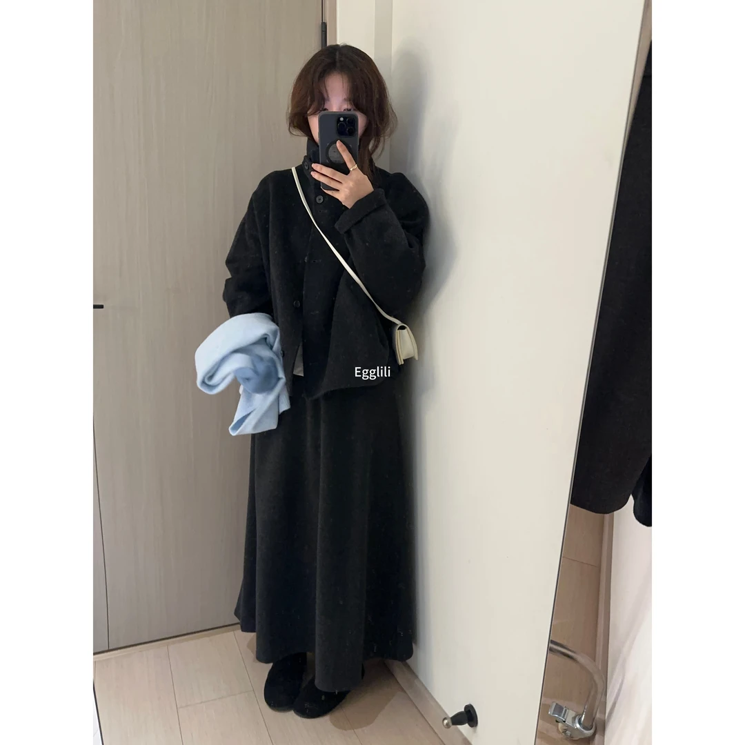【立领廓形大衣】手缝双面羊毛短款