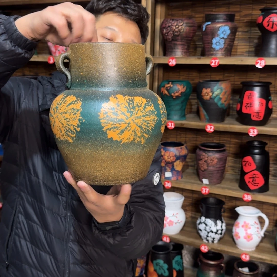 红陶浮雕花盆炸炸炸炸