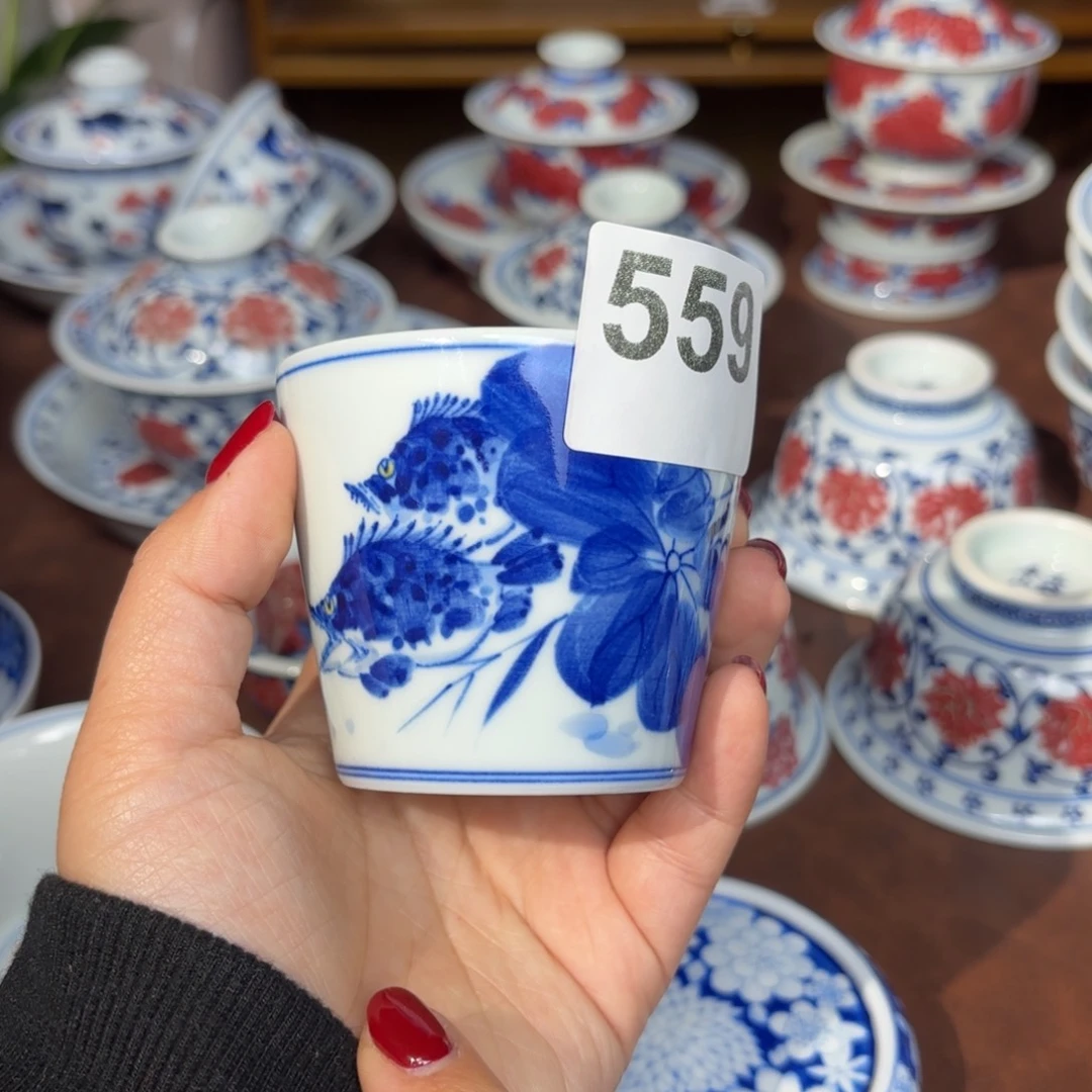 青花手绘和为贵可乐杯
