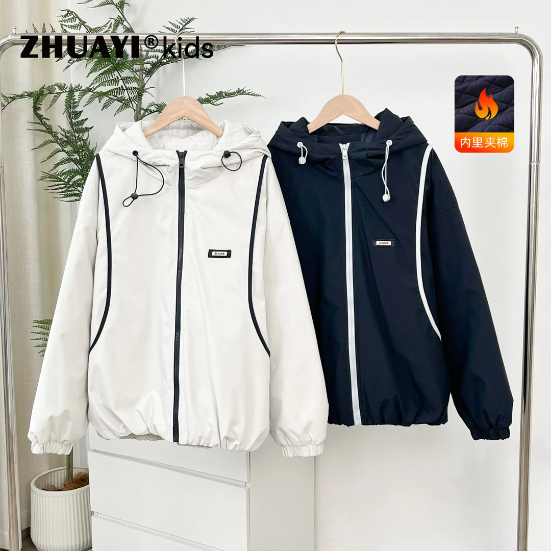 女童外套棉服秋冬款夹棉加厚新款洋气儿童连帽冬装（25402340）4