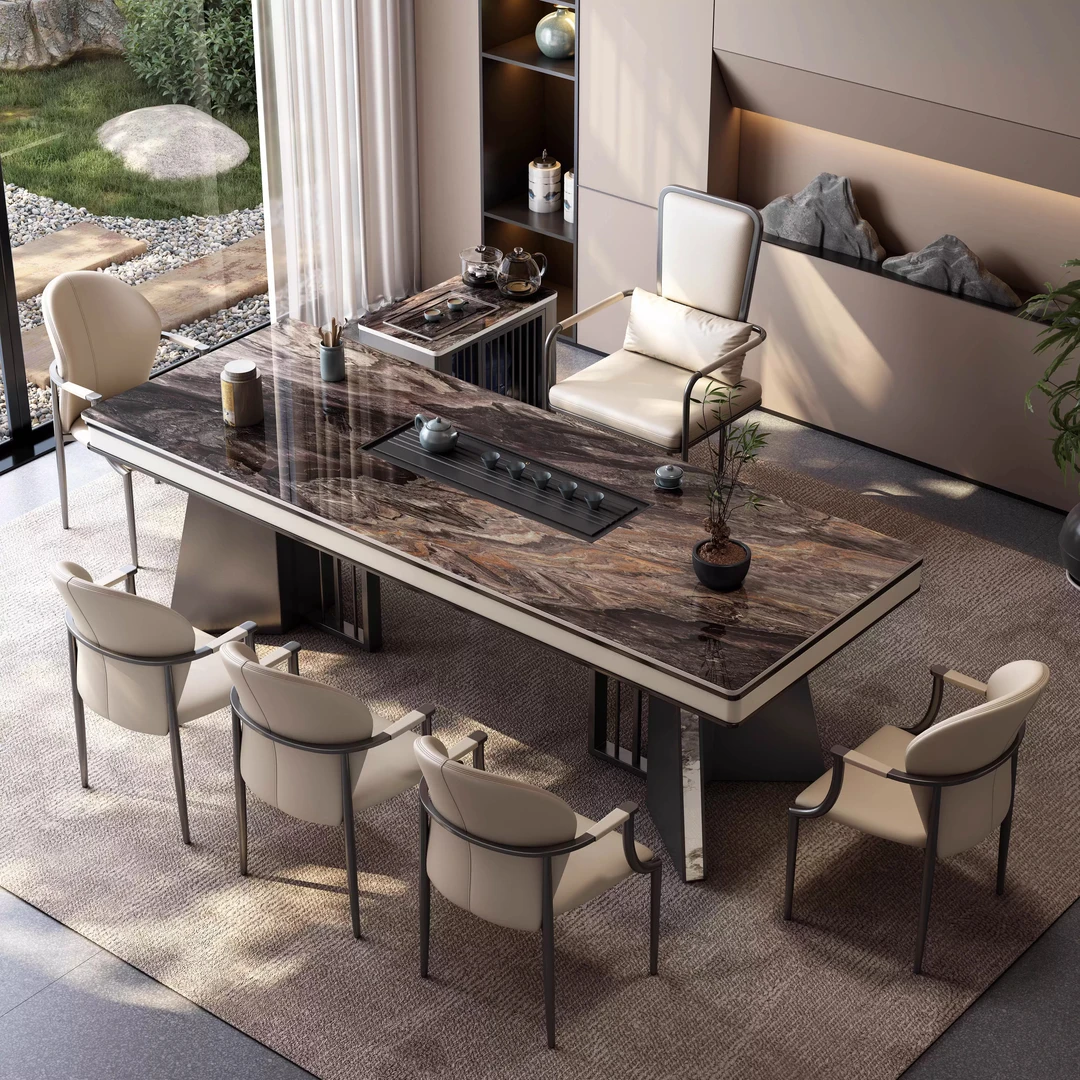 高端奢石岩板茶桌椅茶台客厅阳台办公室泡茶桌烧水壶一体式茶桌