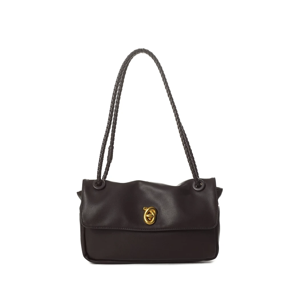 【甜一专属】2025新款轻奢时尚通勤女士单肩斜跨包BV99062-咖色