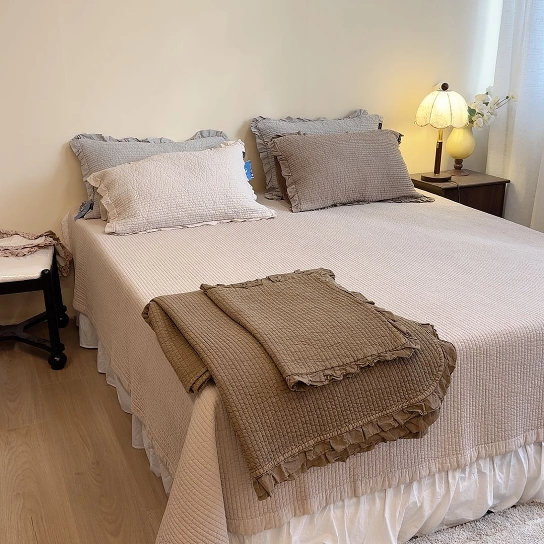 棉太妃色三件套床盖款