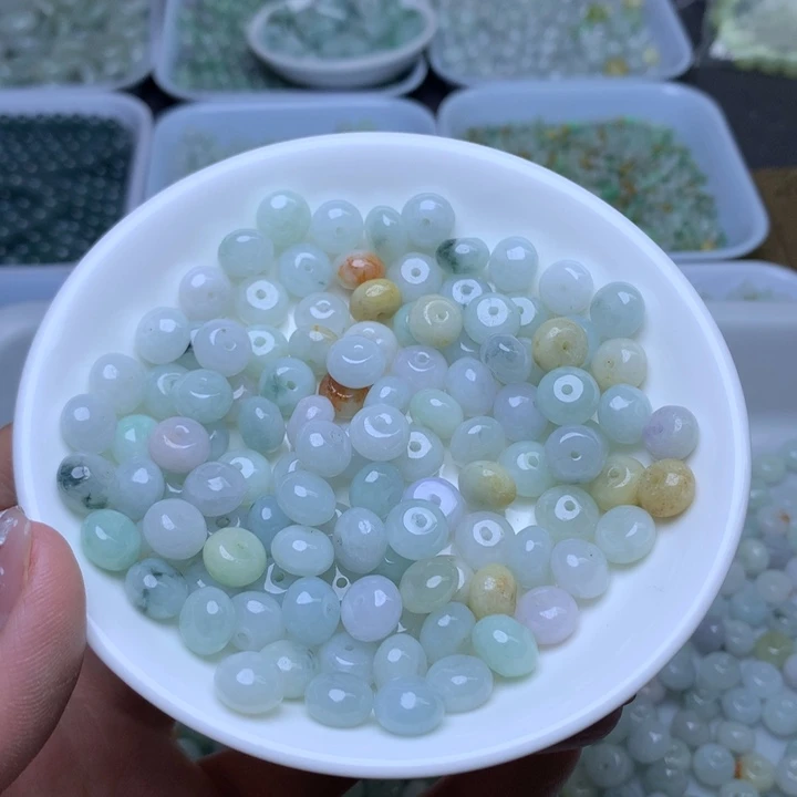 散珠翡翠卡5.3*8.5冰鼓珠20个