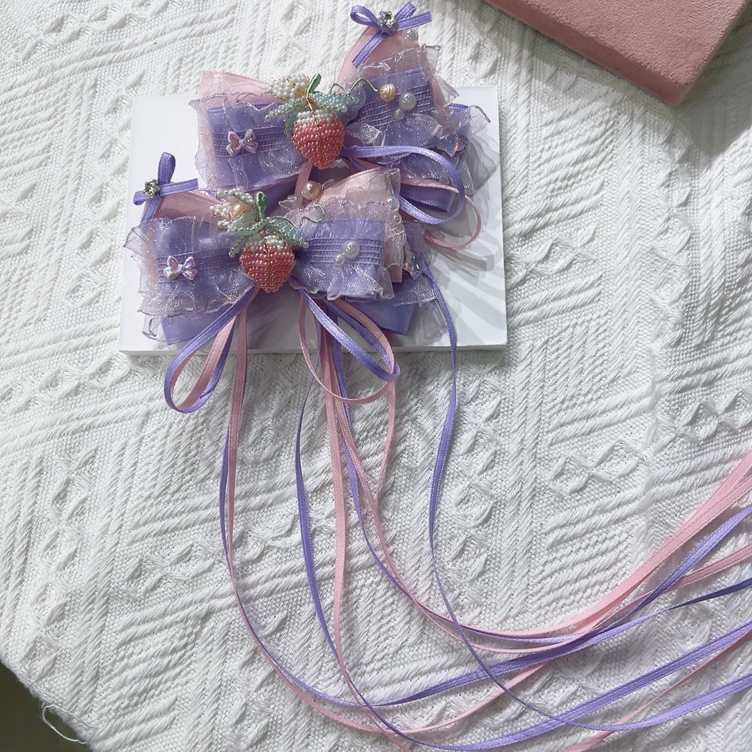 024可爱少女DIY蝴蝶结夹子手机饰品