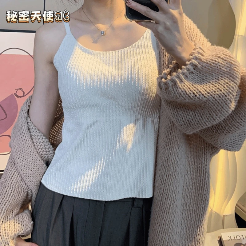 春夏显瘦打底吊带防走光内搭外穿美背文胸一体白色长版百搭上衣女