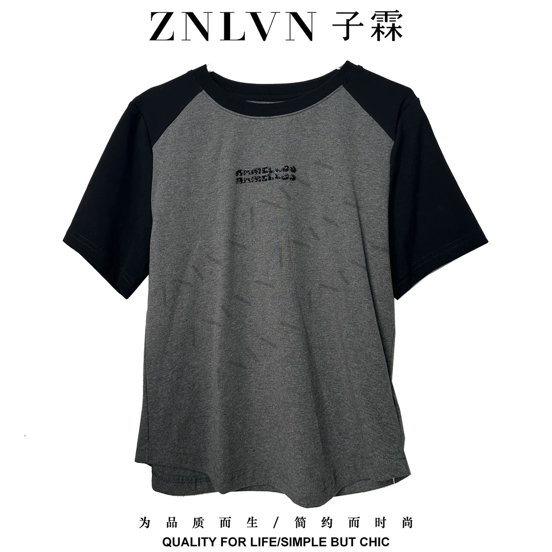 【金姐专属】ZNLVN休闲高级拼接常规港风灰色日常通勤152D3701