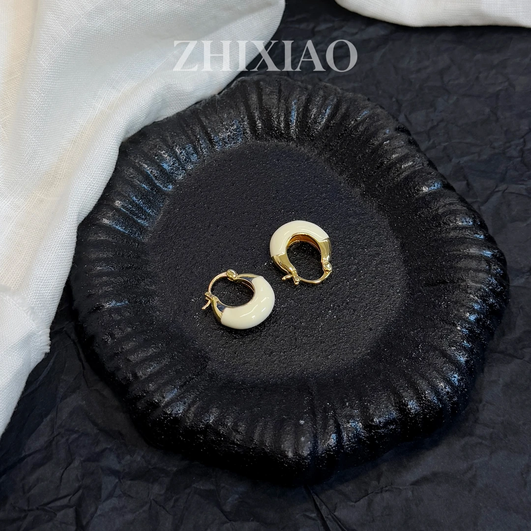 铜合金耳饰 【ZHIXIAO】春季新款：月牙耳扣耳环TR681