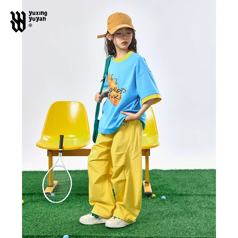 雨星雨嫣女童装夏季休闲裤套装2025新款中大童儿童洋气休闲长裤装