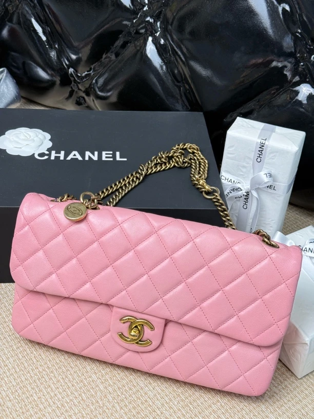95新 Chanel/香奈儿 奢品阁/香奈儿/粉色cf限量款/中号