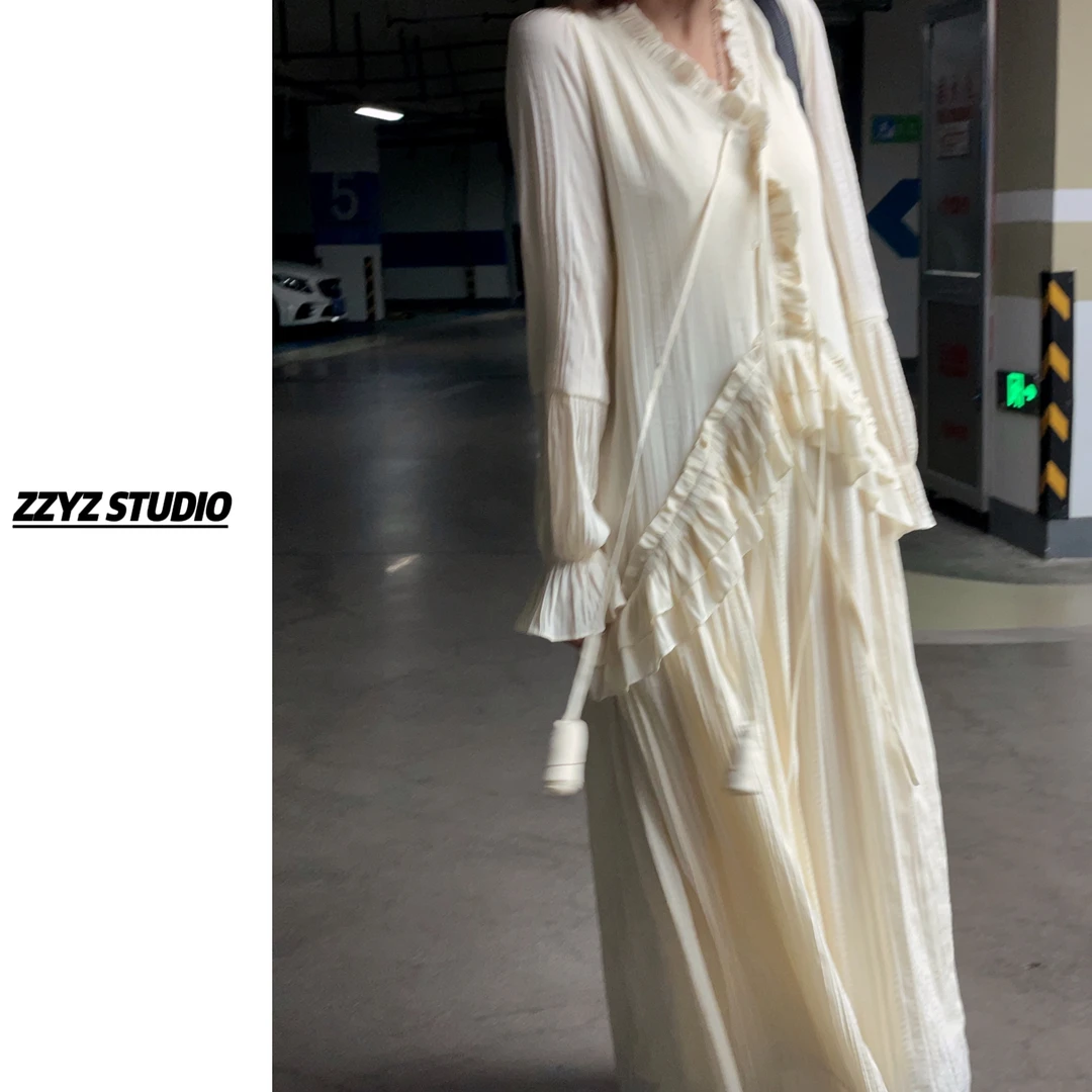 【ZZYZ】“春日浪漫主义”重工法式气质连衣裙度假花苞裙设计感小众