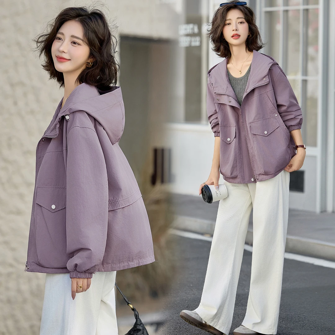 设计感工装连帽外套女2025春秋新款休闲时尚气质宽松百搭短款上衣