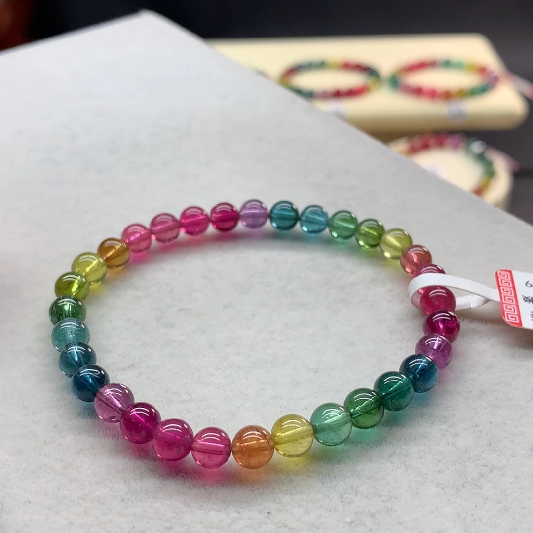 【闪购商品】未镶嵌手链碧玺彩虹色标单圈5.8