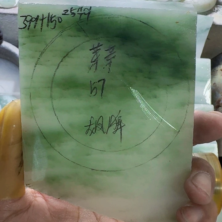 芽***芽未镶嵌定制石英质玉（天山翠）手镯57定制款