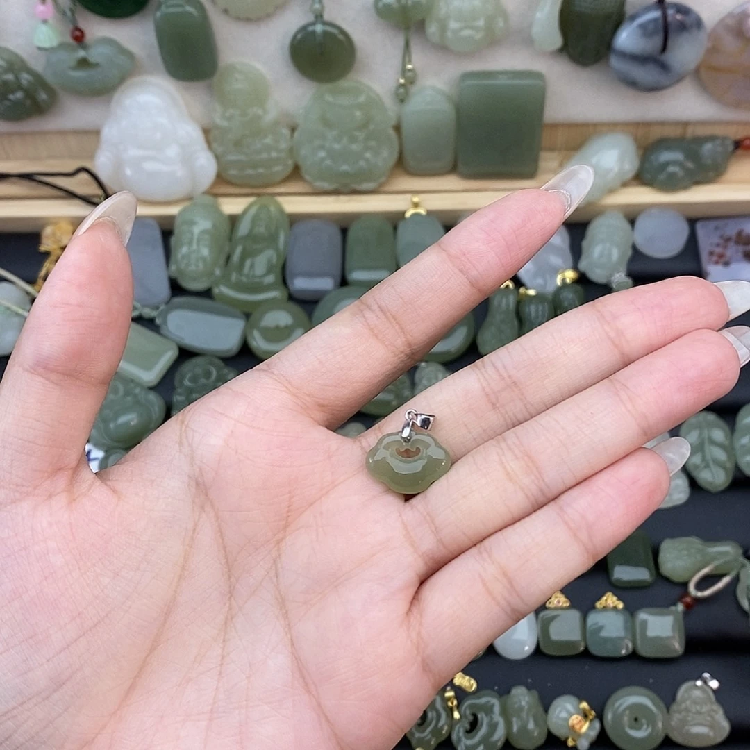 吊坠(不含链)银S925镶嵌和田玉