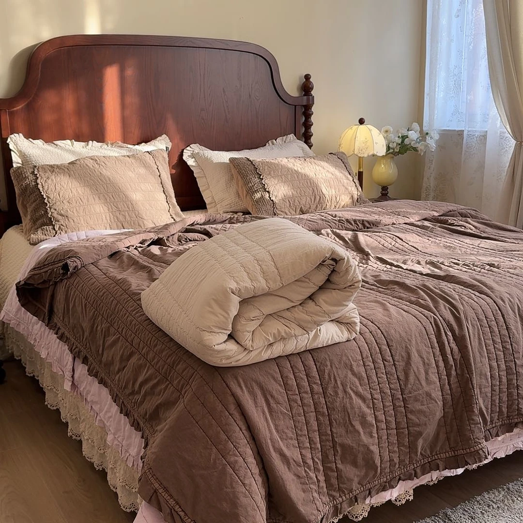 棉安妮米咖色2米单被套微瑕