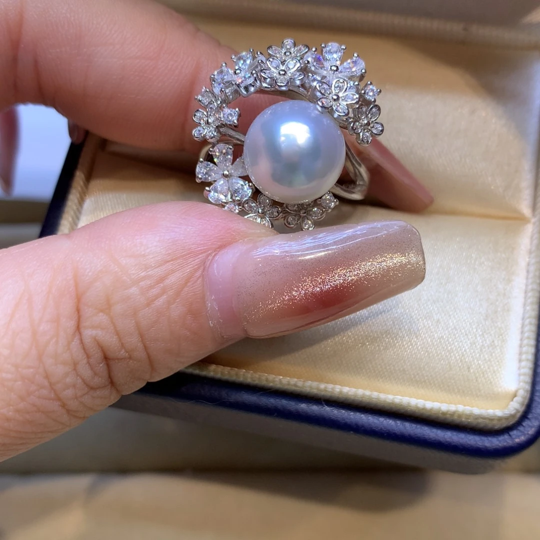 银S925镶嵌戒指海水珍珠