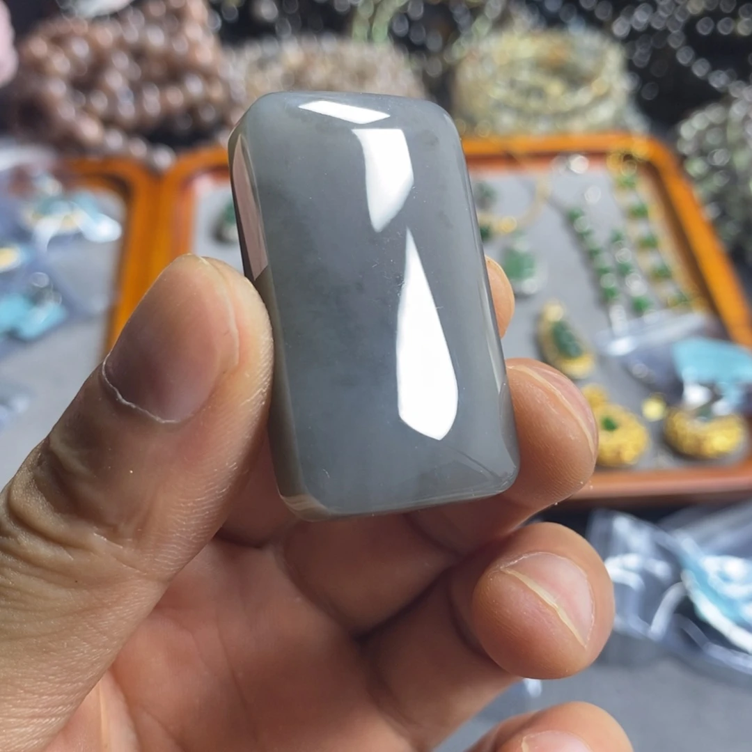 和田玉未镶嵌吊坠(不含链)特价烟灰意境无事牌42×24mm
