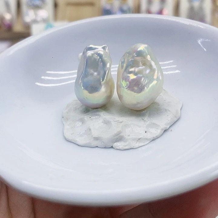 银S925镶嵌耳饰淡水珍珠张***1