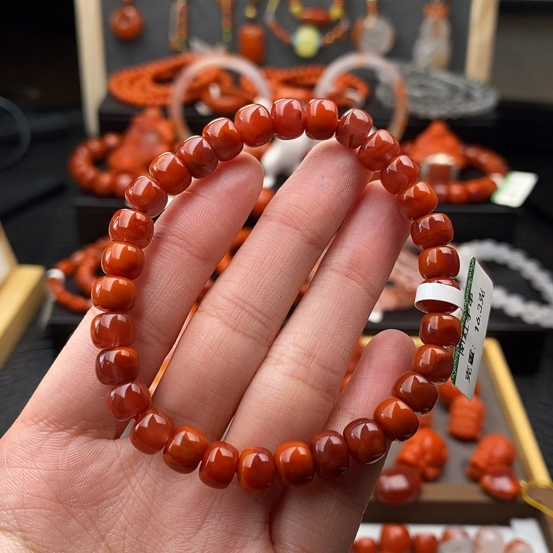 南红玛瑙未镶嵌四川凉山瓦西老型手串7.5mm