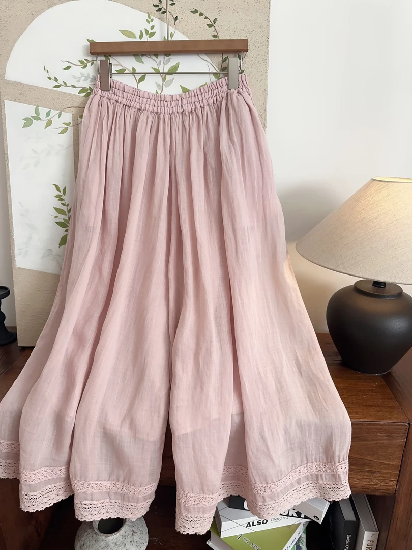 可衣-【苎麻裤裙】2025森系春夏新款苎麻阔腿直筒裤裤裙宽松百搭