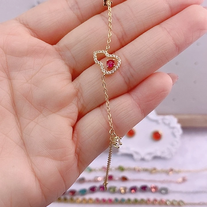 红宝石手链银S925镶嵌手链