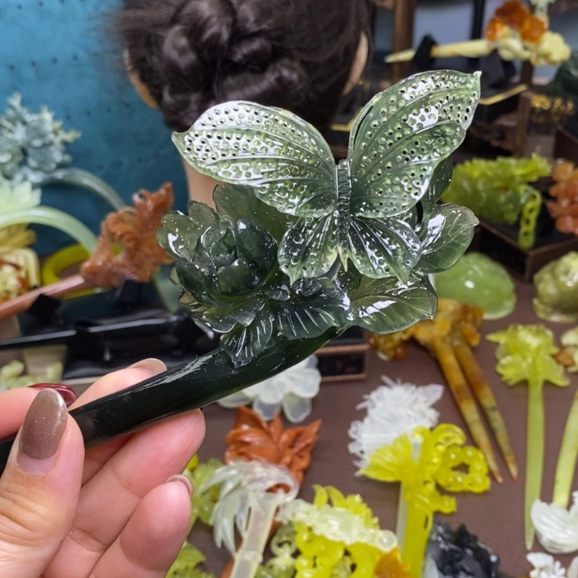 【闪购商品】岫玉发簪发簪盘发发簪未镶嵌烟