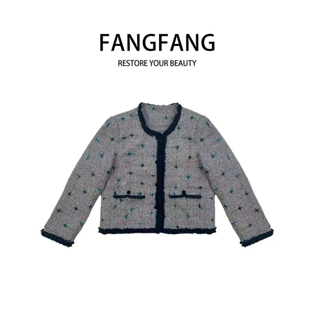 F.F耐磨女短款短外套开衫小香风西装服装外套新款入秋外套1327