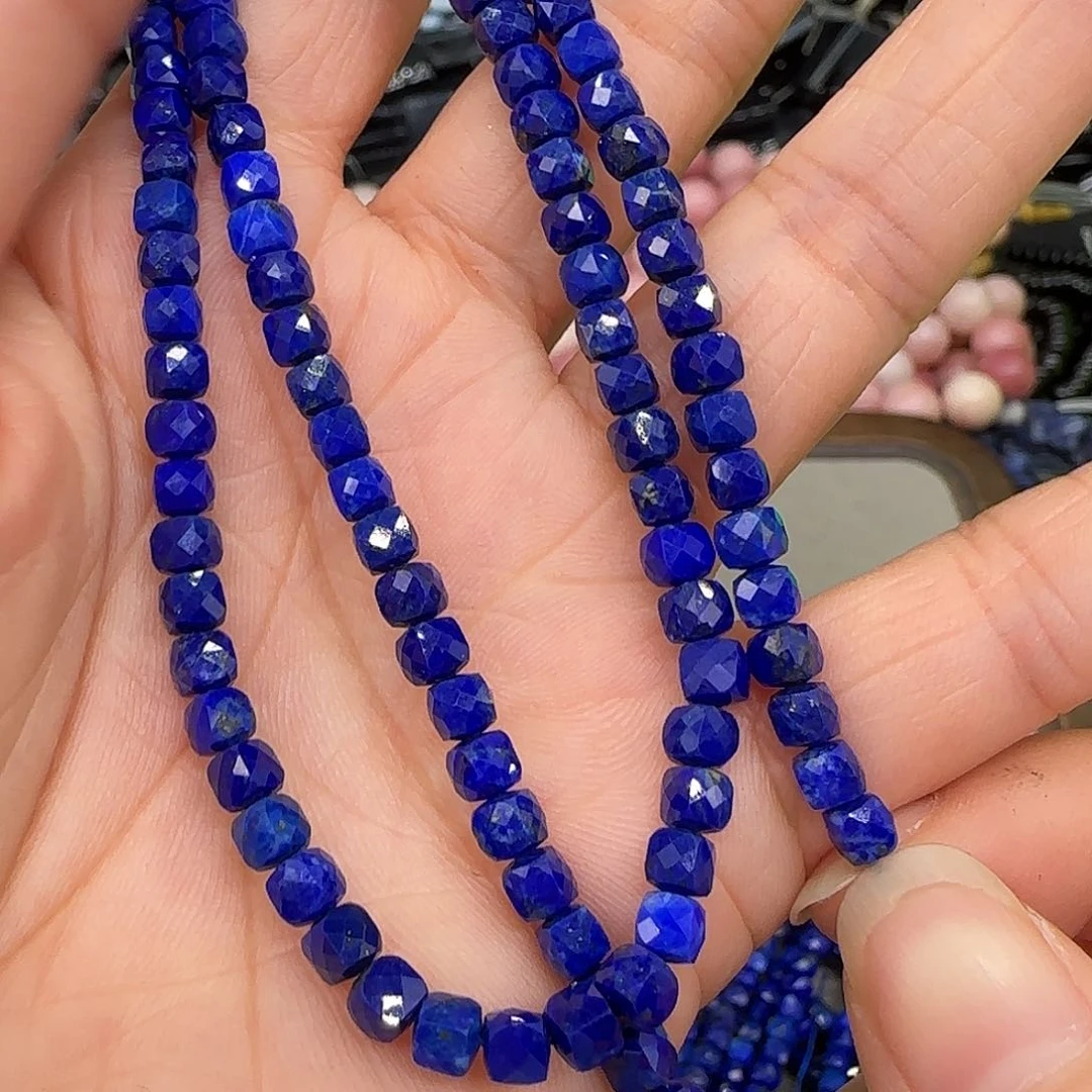 玛瑙/玉髓合金珠宝半成品青金4mm一条方糖