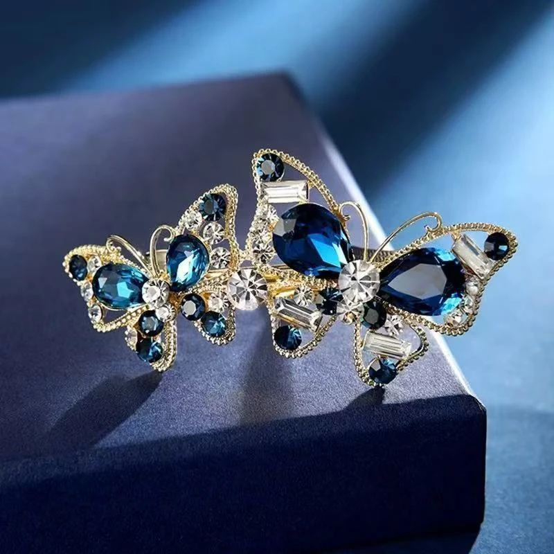 蝴蝶发夹头饰韩国轻奢发饰女半扎发侧边后脑勺发夹顶夹一字夹卡子