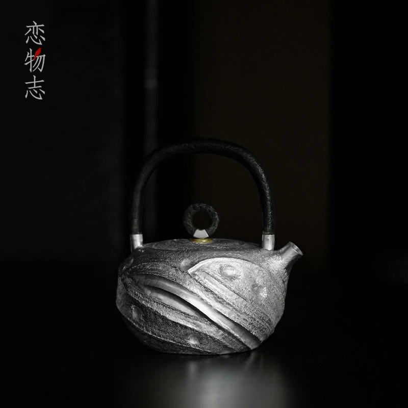 银壶煮茶壶纯银999纯手工一张打银器烧水壶泡茶壶家用纯银银茶具