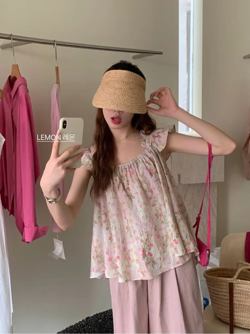 孕妇宽松短袖女夏季新款韩系甜美飞飞袖