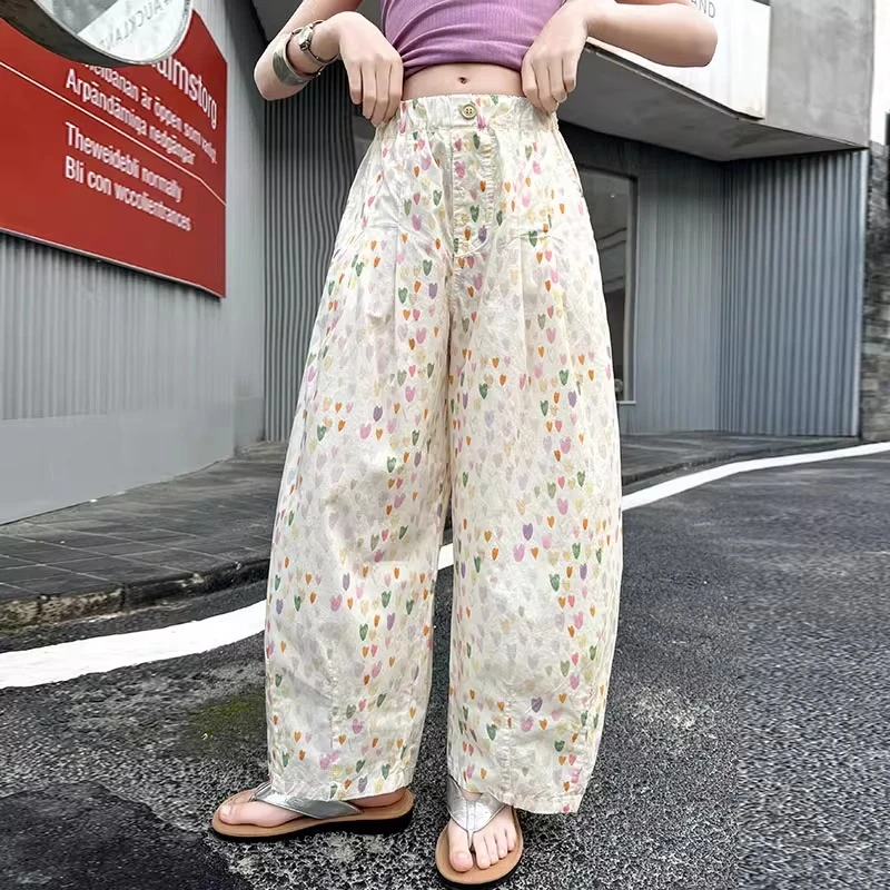 女童夏季裤子儿童薄款弯刀裤2025新款女大童洋气休闲裤宽松阔腿裤