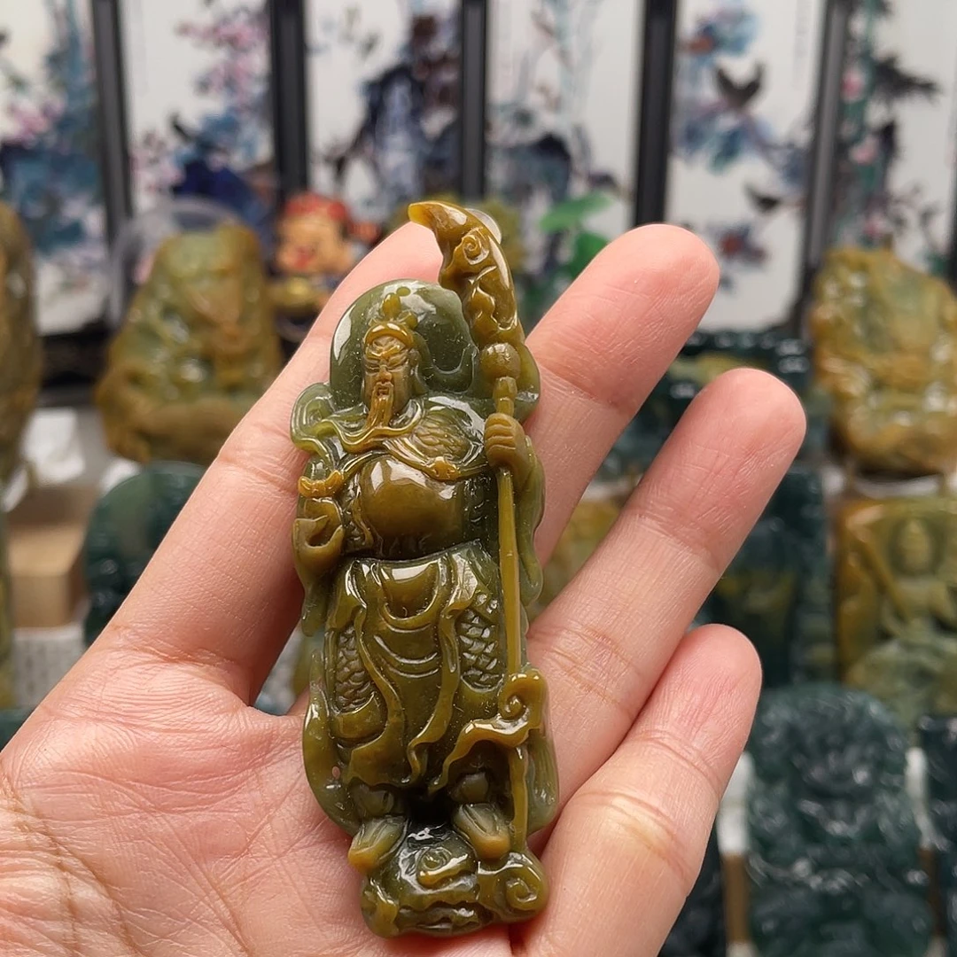 颈饰未镶嵌翡翠天然翡翠a货关公