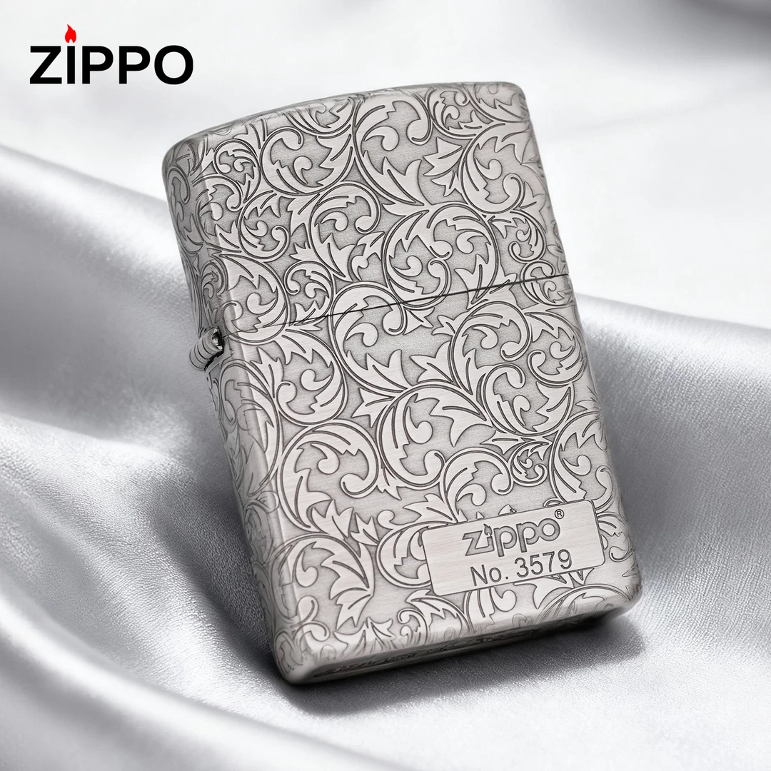 ZIPPO/之宝熏银【唐草花右下】送男友生日打火机高颜值高级-205