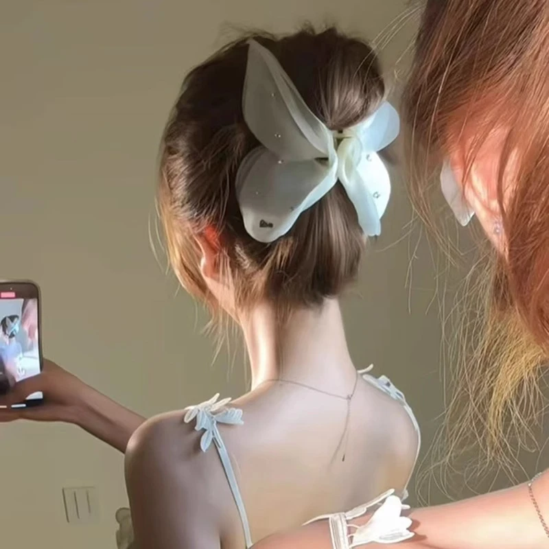 雪雾迷蝶温柔气质亮纱蝴蝶仙气法式精致抓夹后脑勺鲨鱼夹发夹