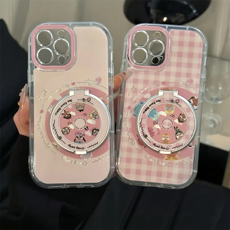 格纹哭娃唱片适用苹果16promax泡芙手机壳iPhone15羽纱华为小米15