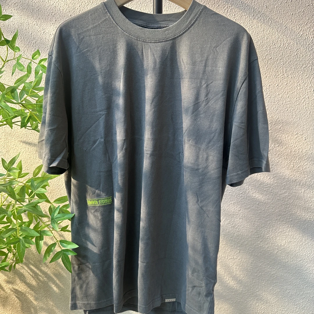 绣标男女同款磨边圆领短袖黑色休闲上衣夏季时尚免烫T恤