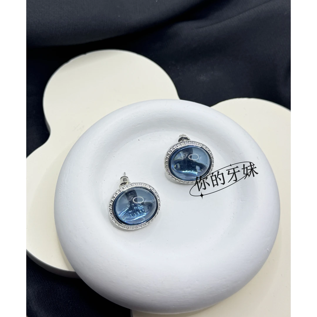 合金耳饰 大蓝耳钉ED270复古时尚百搭轻奢法式