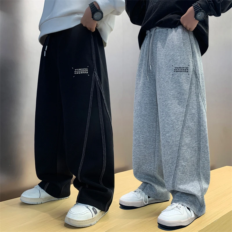 男童直筒裤子春秋卫裤宽松2025中大童休闲韩版长裤儿童秋季运动裤