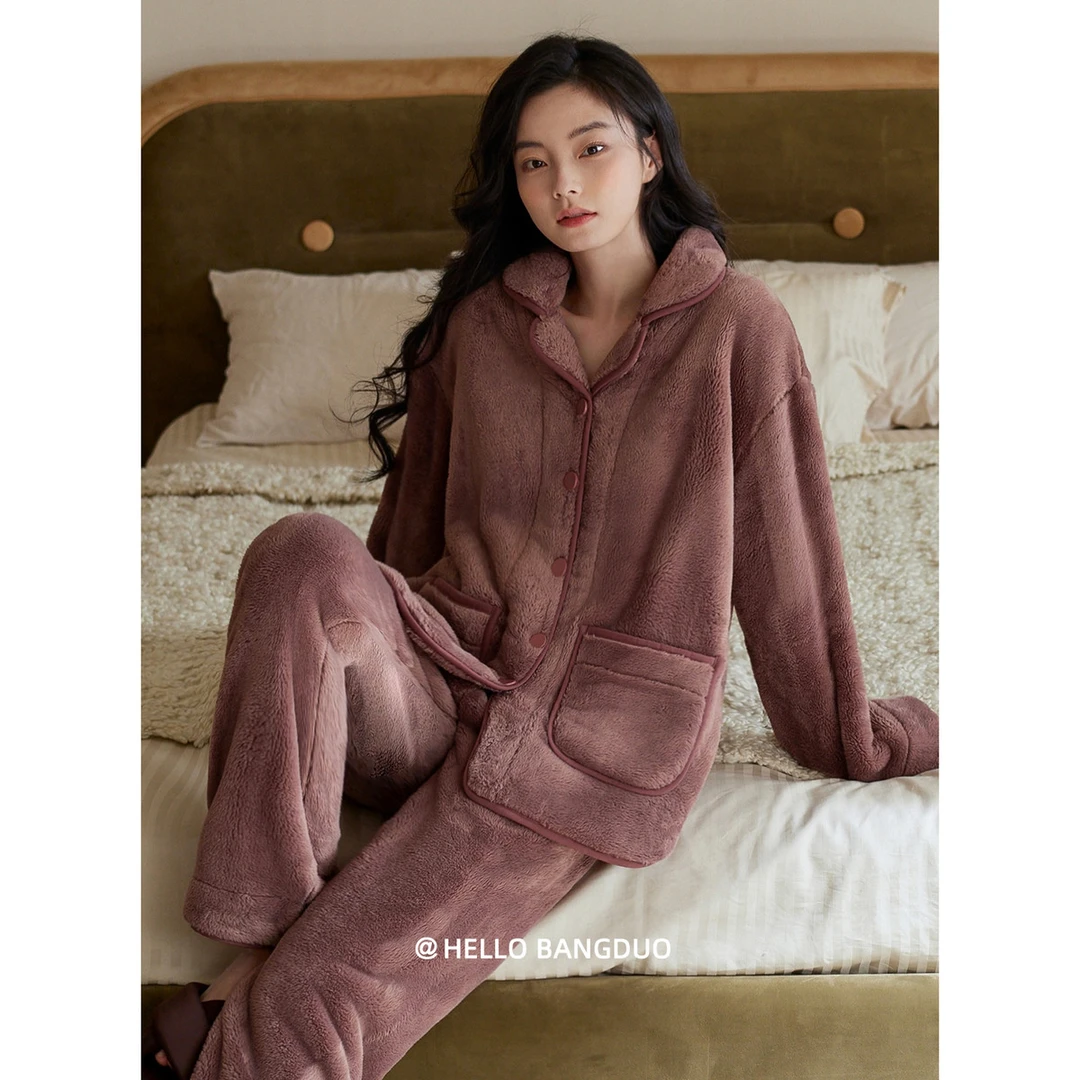 维多利亚睡衣女冬季珊瑚绒加厚加绒秋冬款法兰绒高级感中年妈妈冬