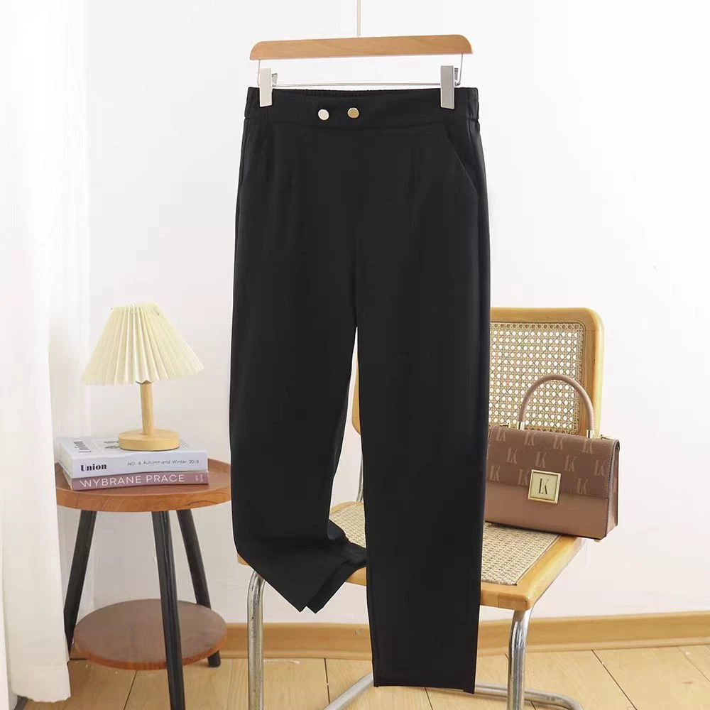 夏季新款大码弹力休闲裤女显瘦百搭九分裤