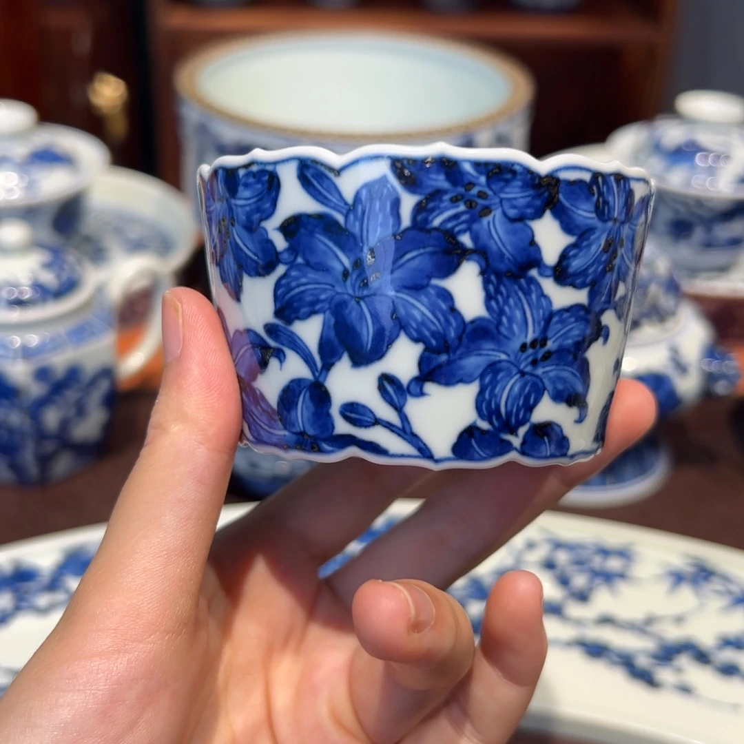 青花雯华堂手绘杯杯