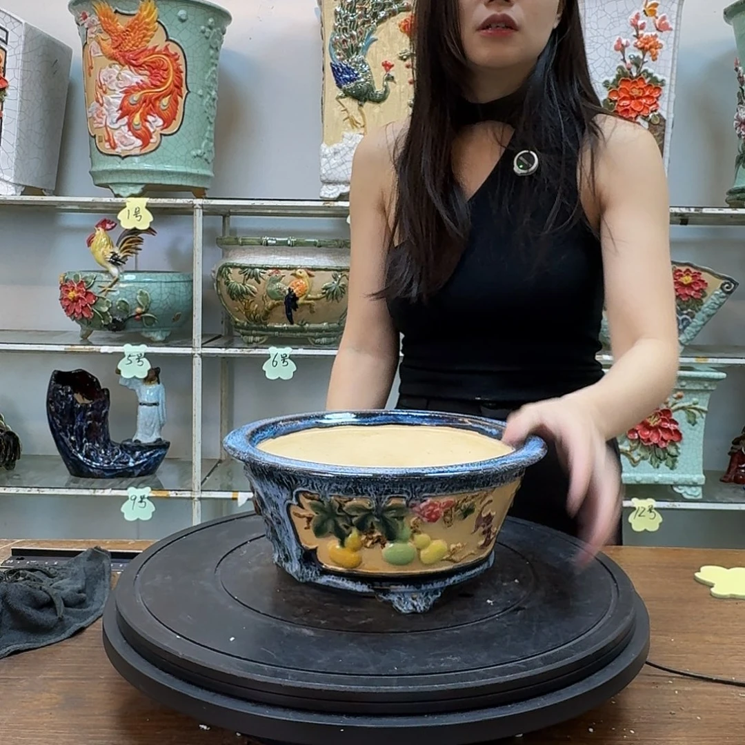 用***6无花朵石湾盆150陶泥花盆