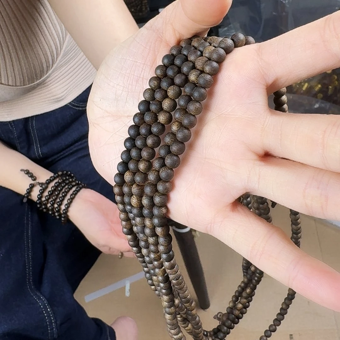 沉香香囊沉香紫棋圆珠多圈卡05发一沉水级