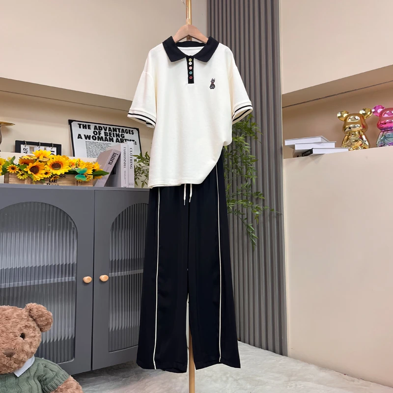 夏季女大童防蚊防晒速干裤POLO衫翻领短袖运动休闲套装女童两件套